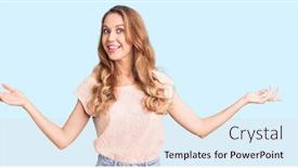  Presentation with comparison - PPT theme enhanced with young-beautiful-caucasian-woman background and a lemonade colored foreground