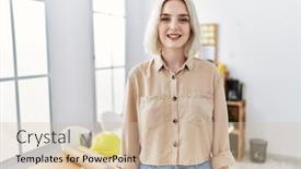  Presentation with construction - Presentation enhanced with young-beautiful-caucasian-woman background and a lemonade colored foreground