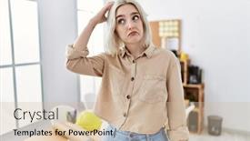  Presentation with construction - PPT layouts having young-beautiful-caucasian-woman background and a soft green colored foreground