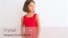  Presentation with beautiful young girl red - Audience pleasing PPT theme consisting of young beautiful child girl wearing red casual dress standing over isolated white background looking away to side with smile on face natural expression laughing confident backdrop and a lemonade colored foreground