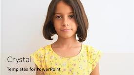 Presentation with floral - Amazing PPT theme having young beautiful child girl wearing yellow floral dress standing over isolated white background with a confident expression on smart face thinking serious backdrop and a blonde colored foreground