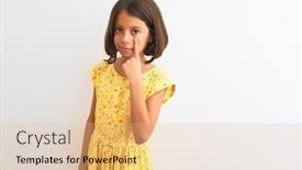  Presentation with child eye - Presentation theme with young-beautiful-child-girl-wearing background and a coral colored foreground