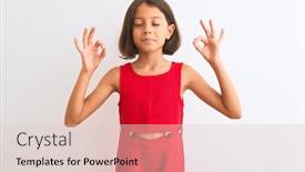  Presentation with beautiful young girl red - PPT theme with young-beautiful-child-girl-wearing background and a lemonade colored foreground