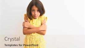  Presentation with sad child - PPT layouts enhanced with young-beautiful-child-girl-wearing background and a lemonade colored foreground