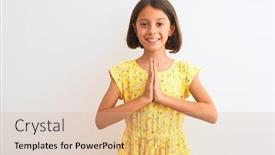  Presentation with praying hands - Colorful presentation theme enhanced with young-beautiful-child-girl-wearing backdrop and a lemonade colored foreground