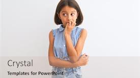  Presentation with child anxiety - Audience pleasing PPT theme consisting of young-beautiful-child-girl-wearing backdrop and a soft green colored foreground