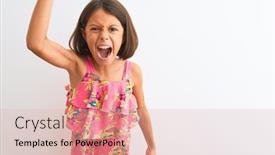  Presentation with angry child - Beautiful PPT theme featuring young-beautiful-child-girl-wearing backdrop and a lemonade colored foreground