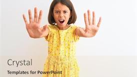  Presentation with angry child - PPT theme consisting of young-beautiful-child-girl-wearing background and a blonde colored foreground