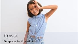  Presentation with child eye - Colorful presentation design enhanced with young-beautiful-child-girl-wearing backdrop and a light blue colored foreground