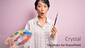  Presentation with artist - Cool new slides with young-beautiful-chinese-artist-woman backdrop and a lemonade colored foreground