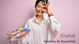 Presentation with artist - Theme with young-beautiful-chinese-artist-woman background and a lemonade colored foreground