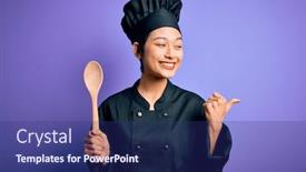  Presentation with chinese - Slide deck consisting of young-beautiful-chinese-chef-woman background and a navy blue colored foreground