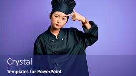  Presentation with skin infection - Colorful slide deck enhanced with young-beautiful-chinese-chef-woman backdrop and a navy blue colored foreground