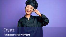  Presentation with chef - Cool new presentation design with young-beautiful-chinese-chef-woman backdrop and a navy blue colored foreground