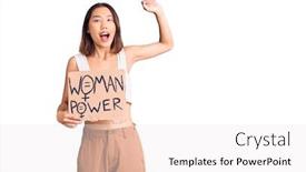  Presentation with girl power - Beautiful presentation design featuring young-beautiful-chinese-girl-holding backdrop and a white colored foreground