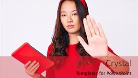  Presentation with defense - Beautiful presentation design featuring young-beautiful-chinese-girl-holding backdrop and a red colored foreground