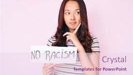  Presentation with racism - Amazing PPT theme having young-beautiful-chinese-girl-holding backdrop and a pink colored foreground