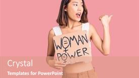  Presentation with girl power - Slides having young-beautiful-chinese-girl-holding background and a coral colored foreground
