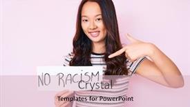  Presentation with racism - PPT theme with young-beautiful-chinese-girl-holding background and a soft green colored foreground