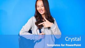  Presentation with happy young student girl holding - PPT layouts consisting of young-beautiful-chinese-girl-holding background and a teal colored foreground