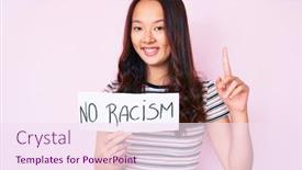  Presentation with racism - Theme having young-beautiful-chinese-girl-holding background and a pink colored foreground