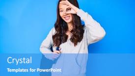  Presentation with happy young student girl holding - Slide set having young-beautiful-chinese-girl-holding background and a teal colored foreground