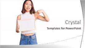  Presentation with self - PPT theme with young-beautiful-chinese-girl-holding background and a white colored foreground