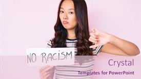  Presentation with racism - Beautiful PPT theme featuring young-beautiful-chinese-girl-holding backdrop and a lemonade colored foreground