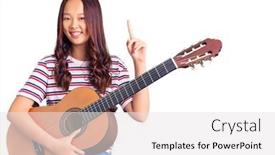  Presentation with classical - Slide set consisting of young-beautiful-chinese-girl-playing background and a light gray colored foreground