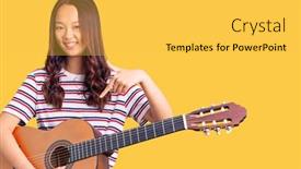  Presentation with classical guitar - Slide deck enhanced with young-beautiful-chinese-girl-playing background and a yellow colored foreground