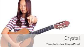  Presentation with classical guitar - Audience pleasing presentation theme consisting of young-beautiful-chinese-girl-playing backdrop and a white colored foreground