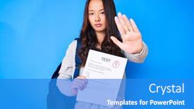  Presentation with exam - Slide deck consisting of young-beautiful-chinese-girl-showing background and a teal colored foreground