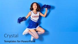  Presentation with chinese chinese - Cool new slide deck with young-beautiful-chinese-girl-smiling backdrop and a teal colored foreground