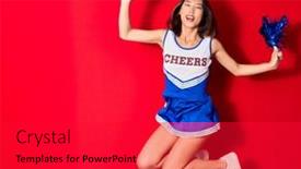  Presentation with beautiful young girl red - Presentation design consisting of young-beautiful-chinese-girl-smiling background and a red colored foreground