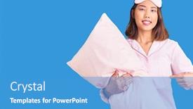  Presentation with pajama - Presentation theme having young-beautiful-chinese-girl-wearing background and a teal colored foreground