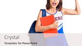  Presentation with binder - Slide deck with young-beautiful-chinese-girl-wearing background and a sky blue colored foreground