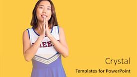  Presentation with praying hands - Audience pleasing slides consisting of young-beautiful-chinese-girl-wearing backdrop and a yellow colored foreground