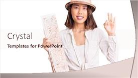  Presentation with explorer - Cool new theme with young-beautiful-chinese-girl-wearing backdrop and a sky blue colored foreground