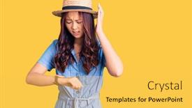  Presentation with summer time - Slides having young-beautiful-chinese-girl-wearing background and a yellow colored foreground