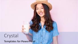  Presentation with looking glass - Cool new presentation theme with young-beautiful-chinese-girl-wearing backdrop and a light blue colored foreground