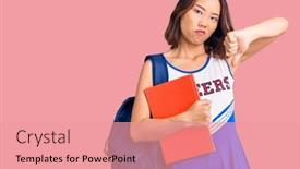  Presentation with binder - Audience pleasing theme consisting of young-beautiful-chinese-girl-wearing backdrop and a coral colored foreground