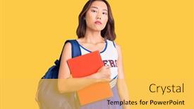  Presentation with student attitude - Audience pleasing presentation consisting of young-beautiful-chinese-girl-wearing backdrop and a yellow colored foreground