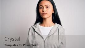  Presentation with sporty - Theme featuring young-beautiful-chinese-sporty-woman background and a light gray colored foreground
