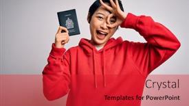  Presentation with chinese - Audience pleasing slides consisting of young-beautiful-chinese-tourist-woman backdrop and a red colored foreground