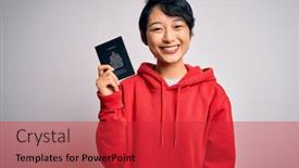  Presentation with tourist - Amazing PPT layouts having young-beautiful-chinese-tourist-woman backdrop and a red colored foreground