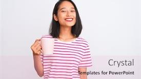  Presentation with coffee cup - PPT layouts featuring young-beautiful-chinese-woman-drinking background and a lemonade colored foreground