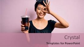  Presentation with chinese - Audience pleasing slide set consisting of young-beautiful-chinese-woman-drinking backdrop and a coral colored foreground