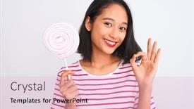  Presentation with lollipop - Slide deck featuring young-beautiful-chinese-woman-eating background and a lemonade colored foreground