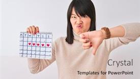  Presentation with chinese - Beautiful slide deck featuring beautiful chinese woman holding menstruation backdrop and a lemonade colored foreground