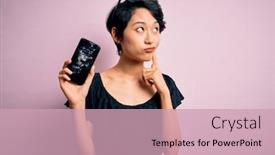  Presentation with chinese chinese - Beautiful theme featuring young-beautiful-chinese-woman-holding backdrop and a soft green colored foreground